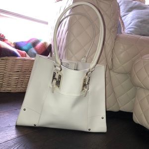 White leather bag